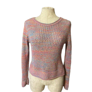 Sundance Sweater Large Open Weave Rainbow Cashmere Touch